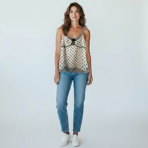 LOFT Black and White Striped Polka Dot Camisole